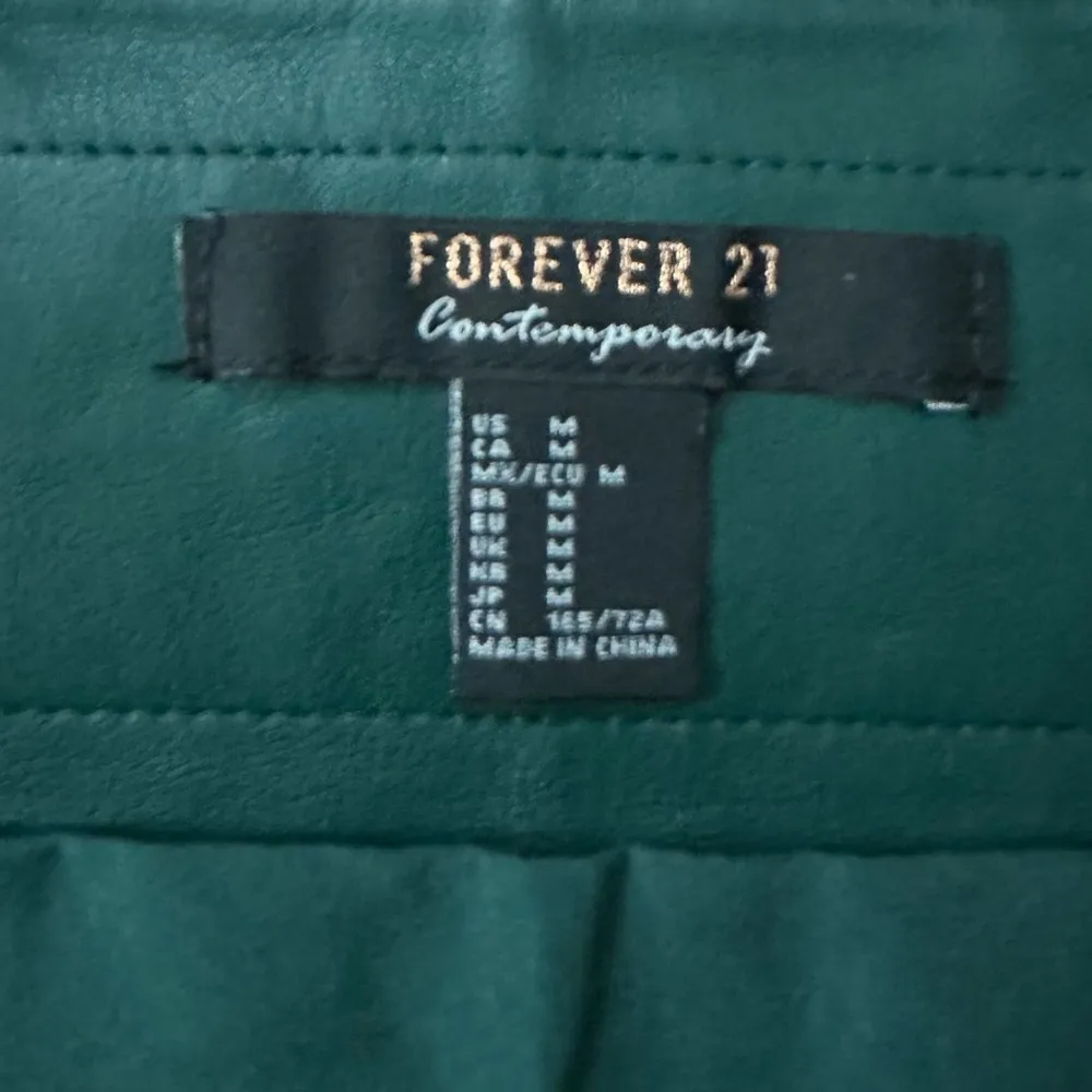 Forever 21 Faux Leather Wrap Belted Mini Skirt Green Size Medium - Image 5