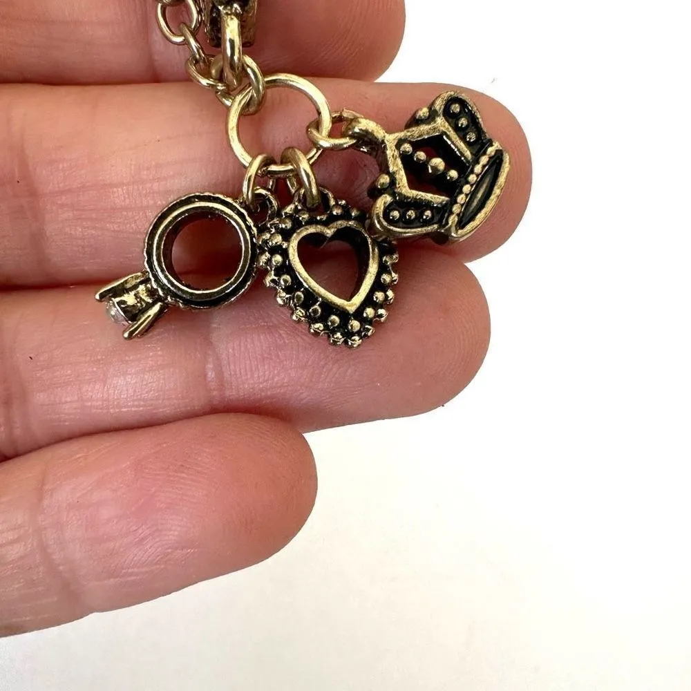 Premier Designs  gold tone cross ring crown charm bracelet - Image 4