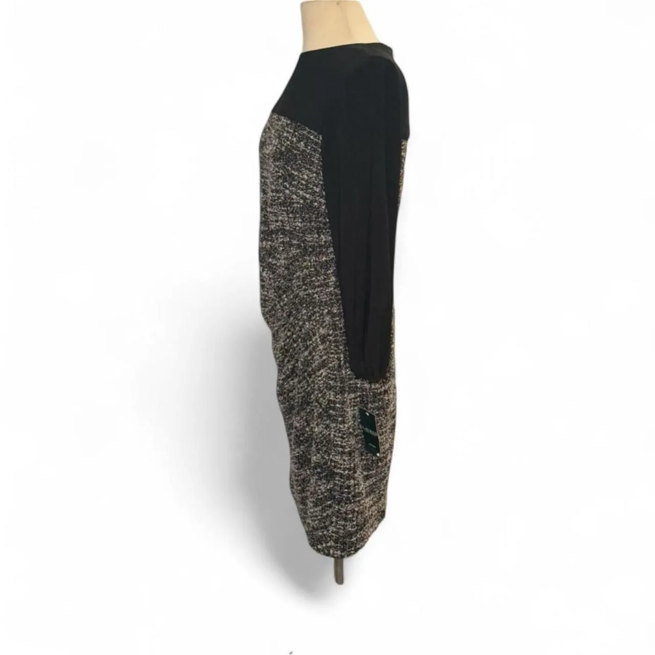 NWT Lauren Ralph Lauren Dress 14 Black Tweed Knit Long Sleeve Sheath MSRP $155 - Image 8