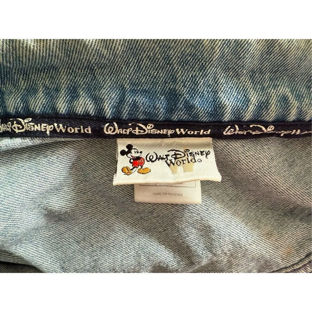 Womens Walt Disney World Vintage Y2K Retro Flag Patriotic Denim Jean Jacket XXL - Image 6
