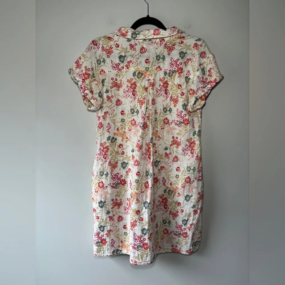 FAHERTY Hana Floral Print 100% Cotton Collared Shirt Tunic Dress‎ Sz XSmall - Image 9