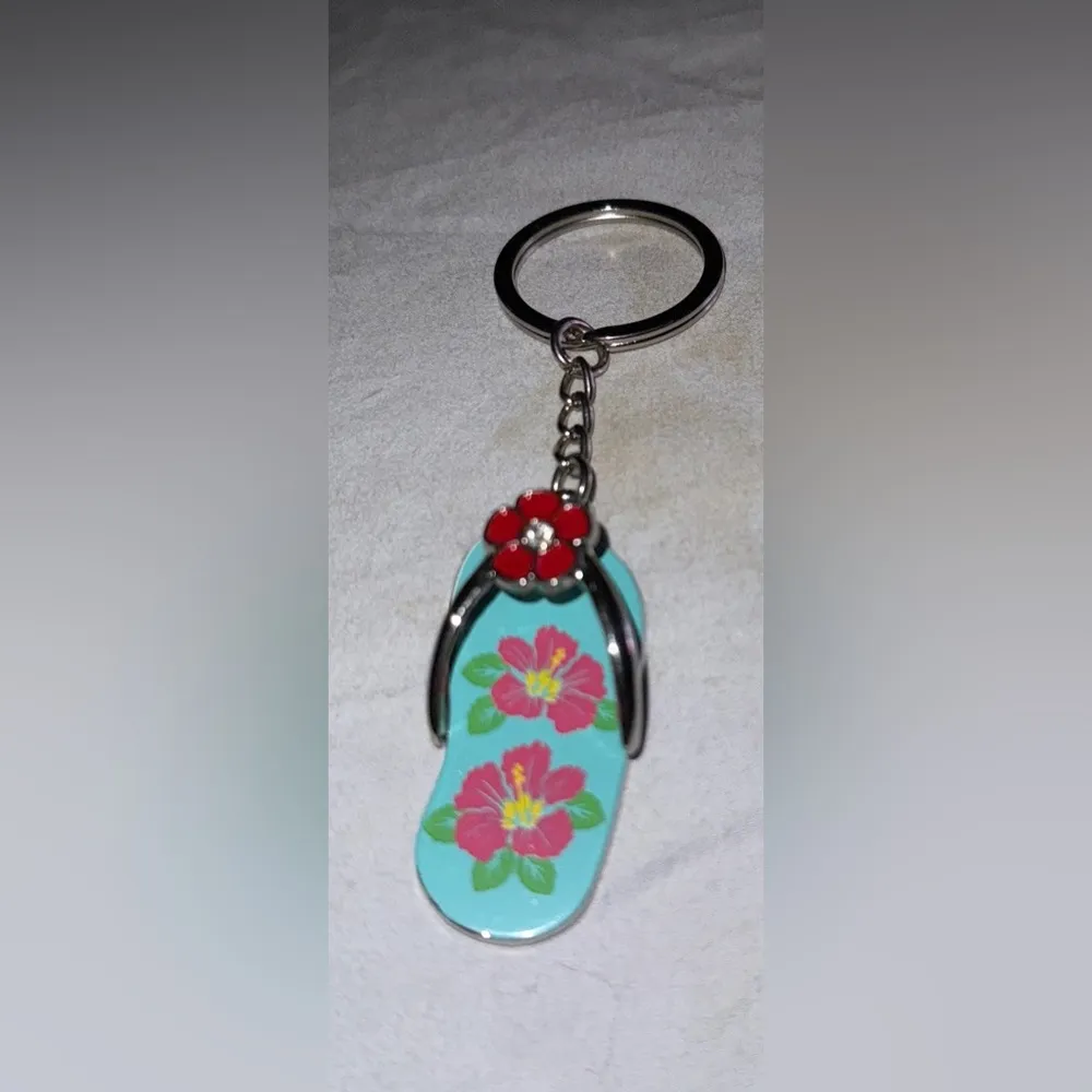 Floral Flip Flop Keychain Red - Image 2
