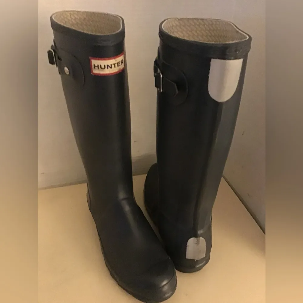Hunter Original women charcoal gray rubber rain tall knee high boots US 6 - Image 4