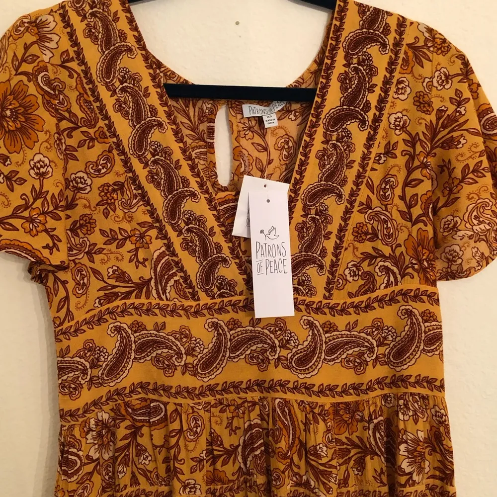 Toluca Border Paisley Print Tunic Dress Boho XS Over sized - Image 8