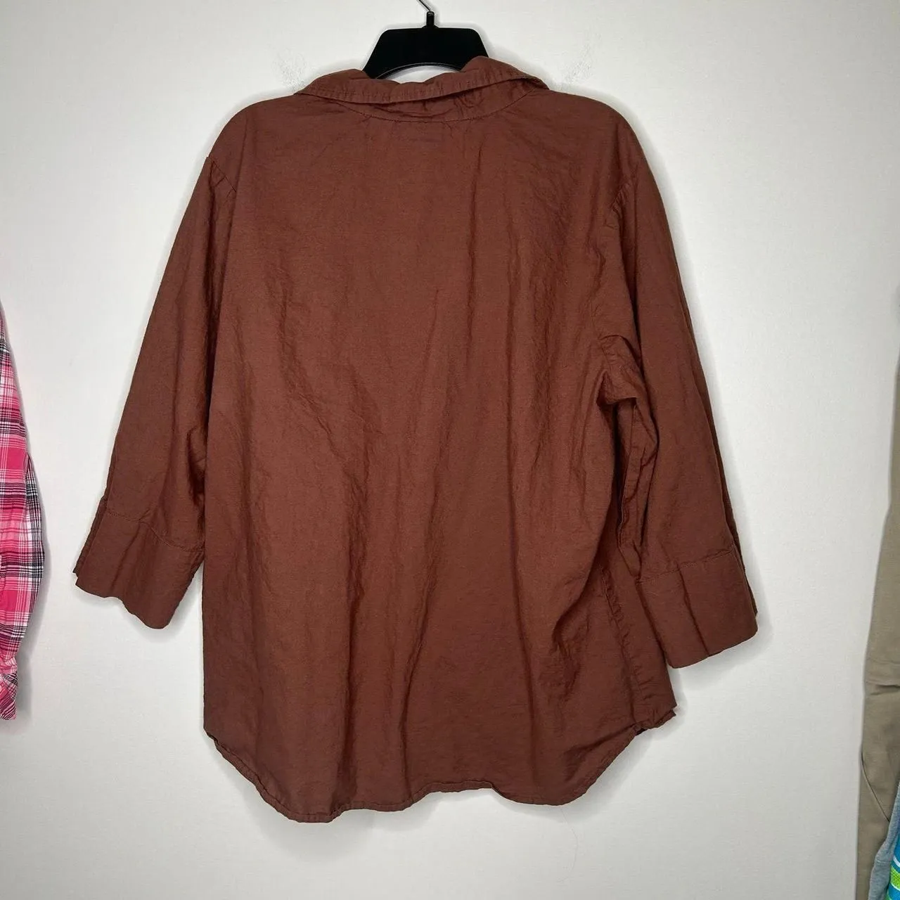 Vintage autumn fall leaves embroidered brown button-down shirt extra large - Image 5
