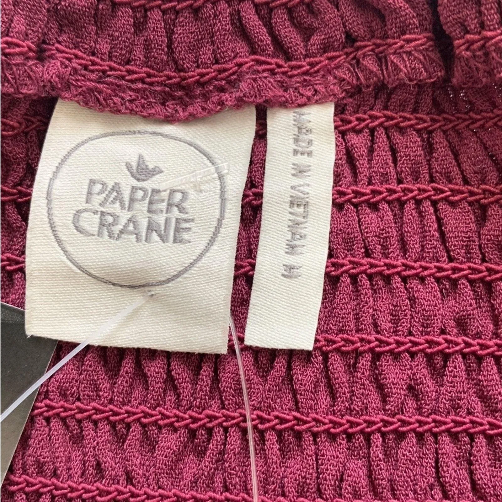 Paper Crane Top Berry Purple Smocked Baby Doll Long Sleeve Blouse Top Medium NEW - Image 3