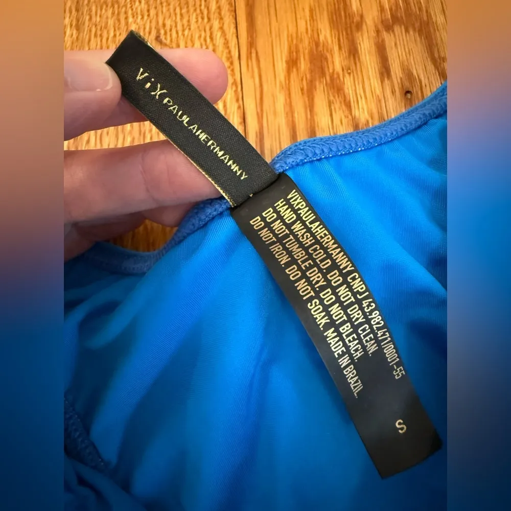 Vix Swimwear by Paula Hermanny Blue Cheeky Bikini Bottoms Size Small - Image 3