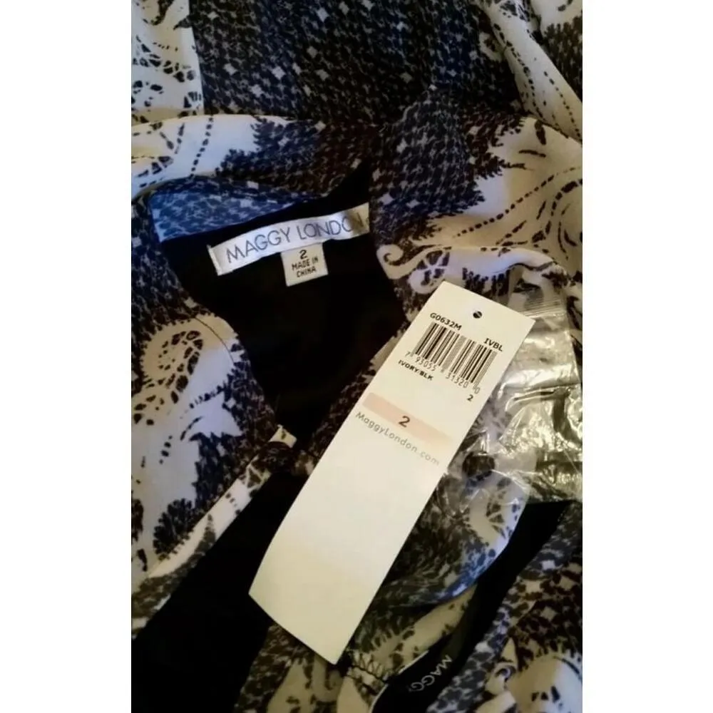 Black Ivory Lace Print Fit & Flare ModCloth Dress by Maggy London Whimsigoth - Image 6