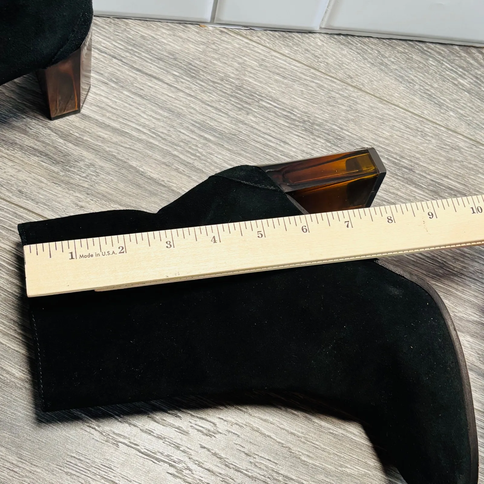 AllSaints Black Suede Roka Block Heel Ankle Boots Women's Size EU37 US 7 - Image 13