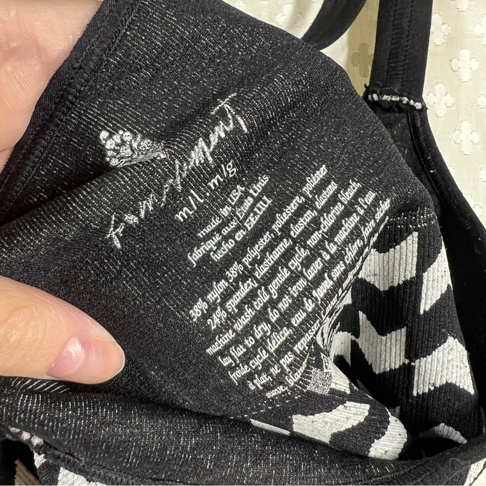 Free People Intimately Black‎ White Chevron Print Racerback Tank Top - Image 4