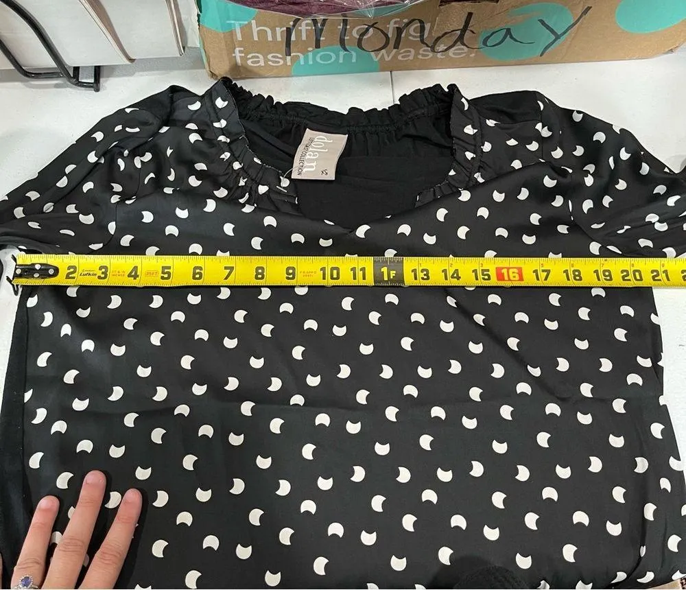 Dolan left coast Anthropologie french quarter half moon blouse black boho top XS - Image 6