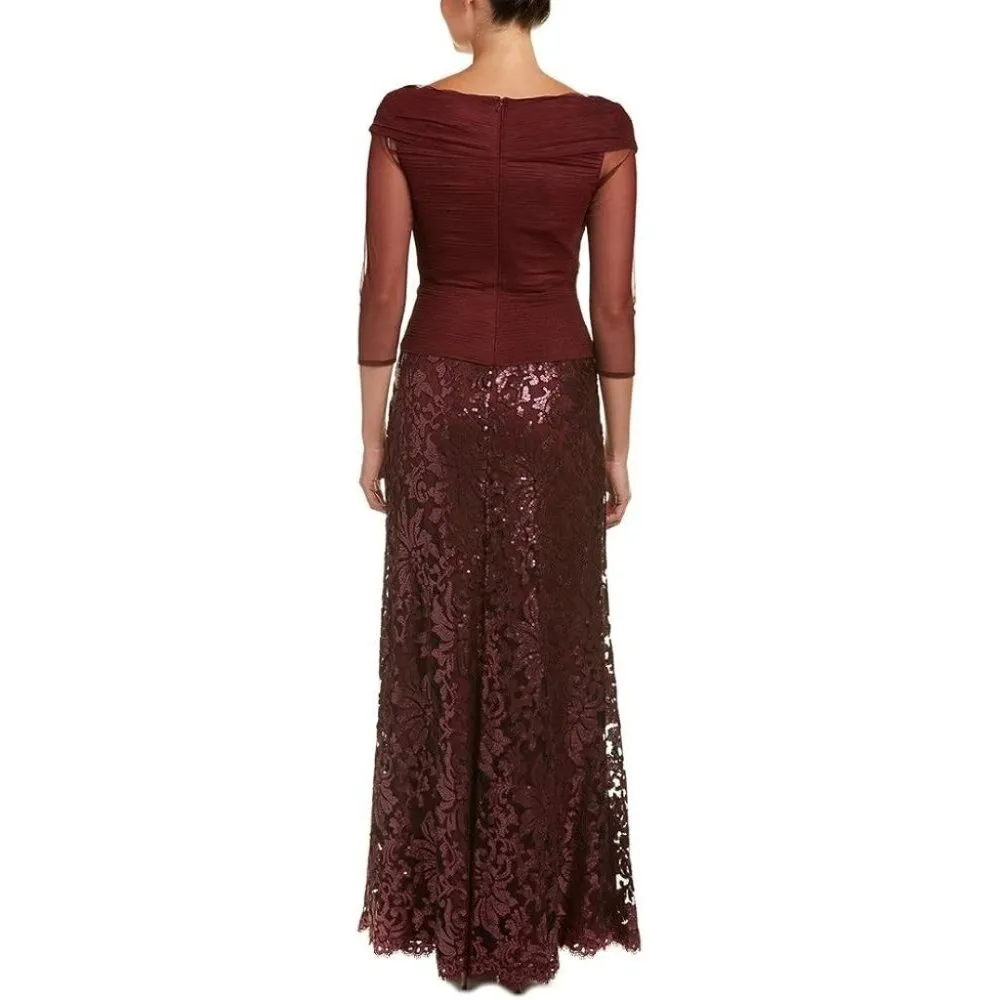 NWT TADASHI SHOJI Auburn Sequin Paillette Embroidered Lace V-Neck Gown Dress 4 - Image 12
