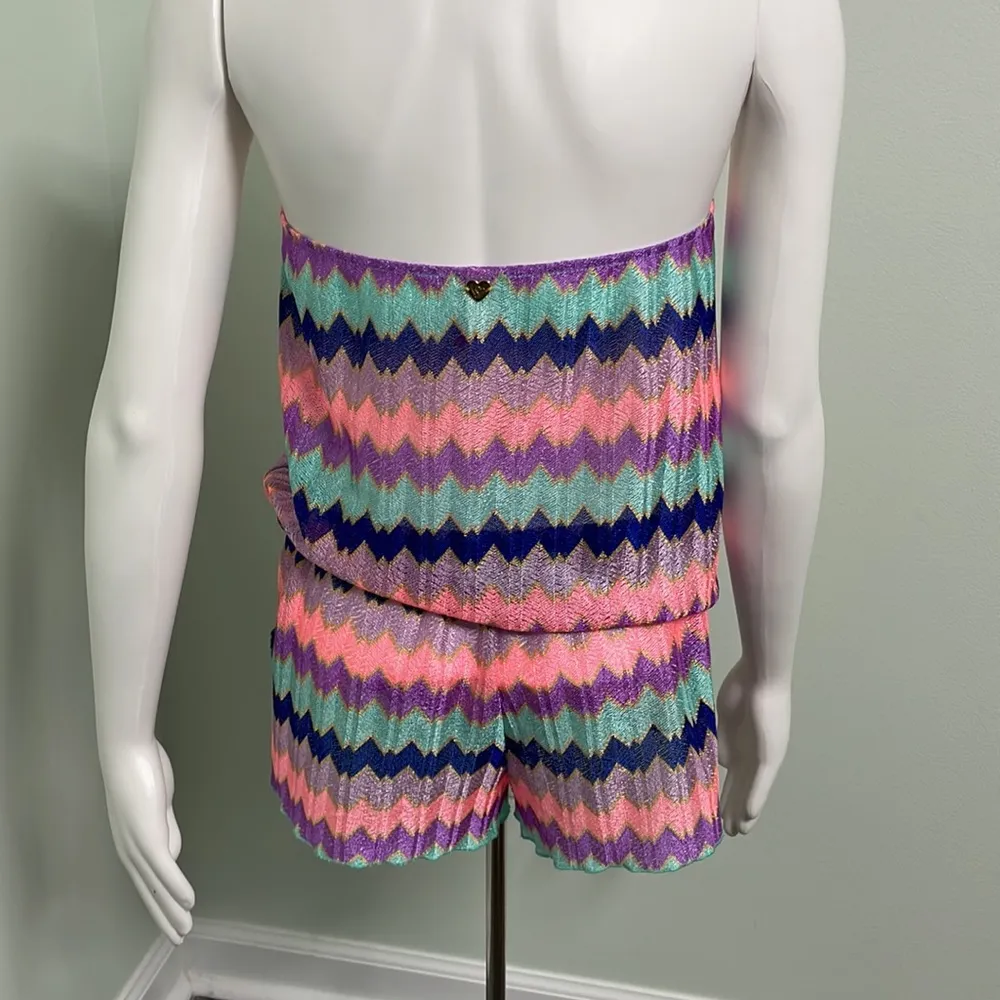 Victoria’s Secret Swim Purple Chevron Romper Cover-Up Medium - Image 4