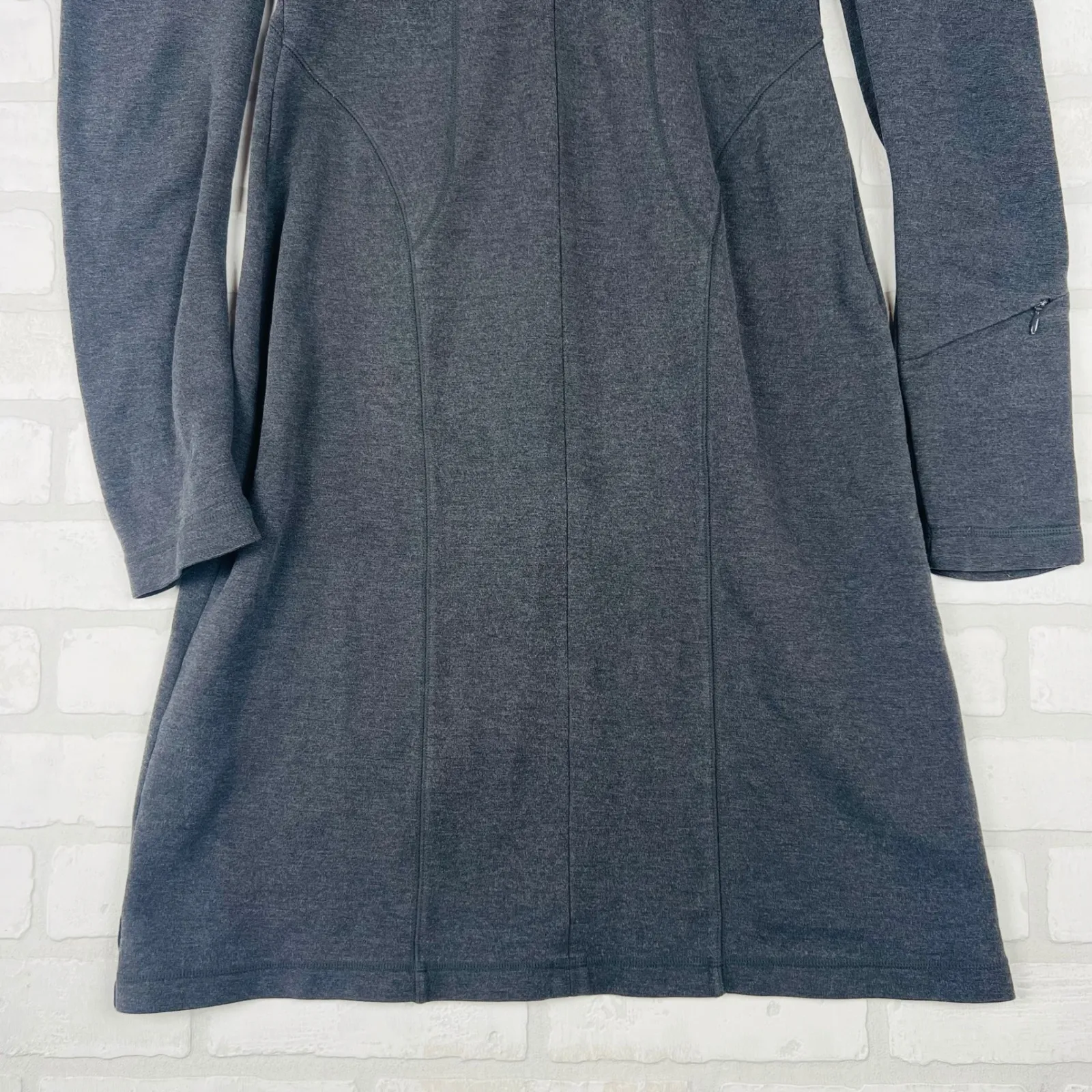 Athleta Cassidy Ponte Gray Mock Neck Long Sleeve Athletic Dress‎ Size ST - Image 2