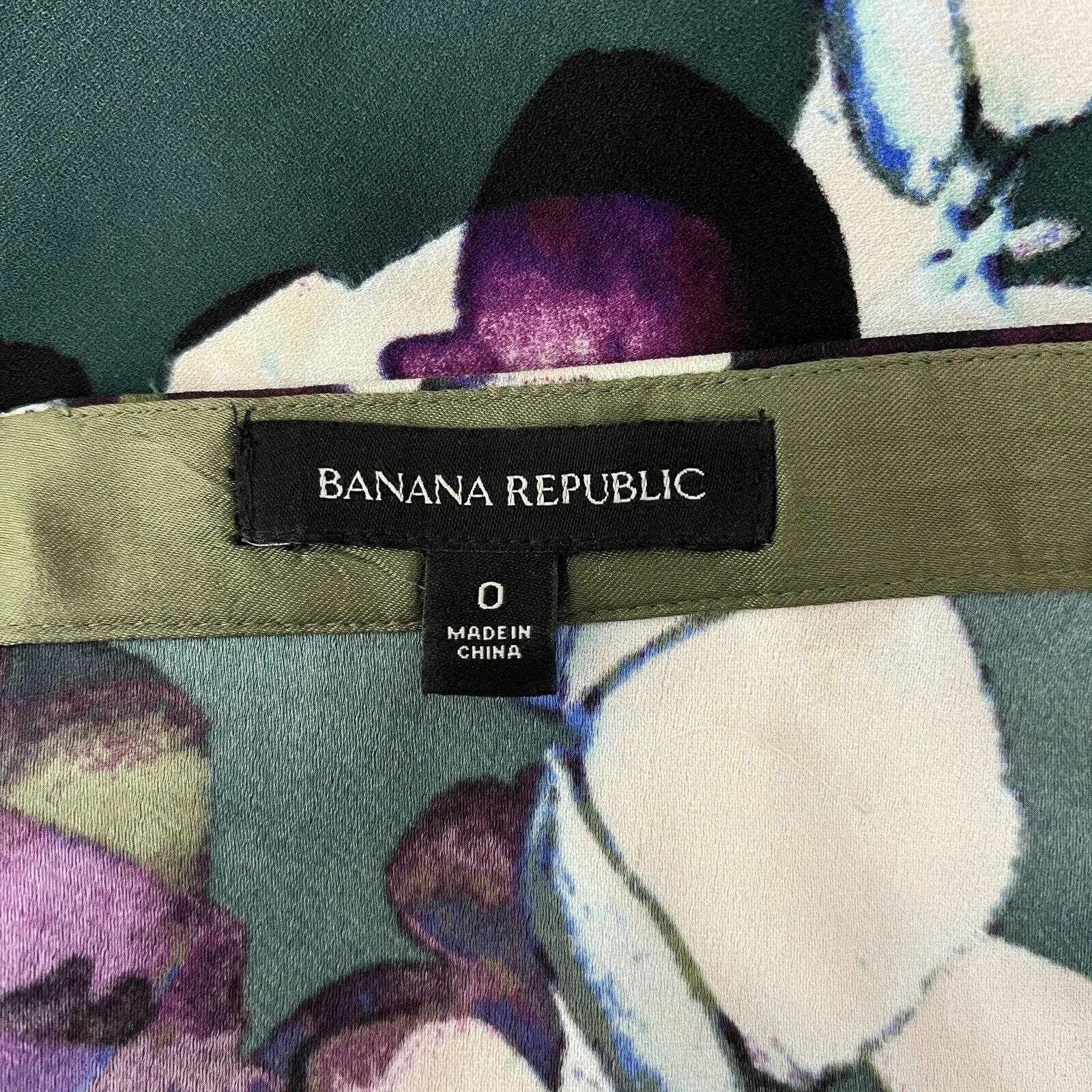 Banana Republic Skirt Womens 0 Green Purple Floral Flowers A-Line Bloomcore Boho - Image 6