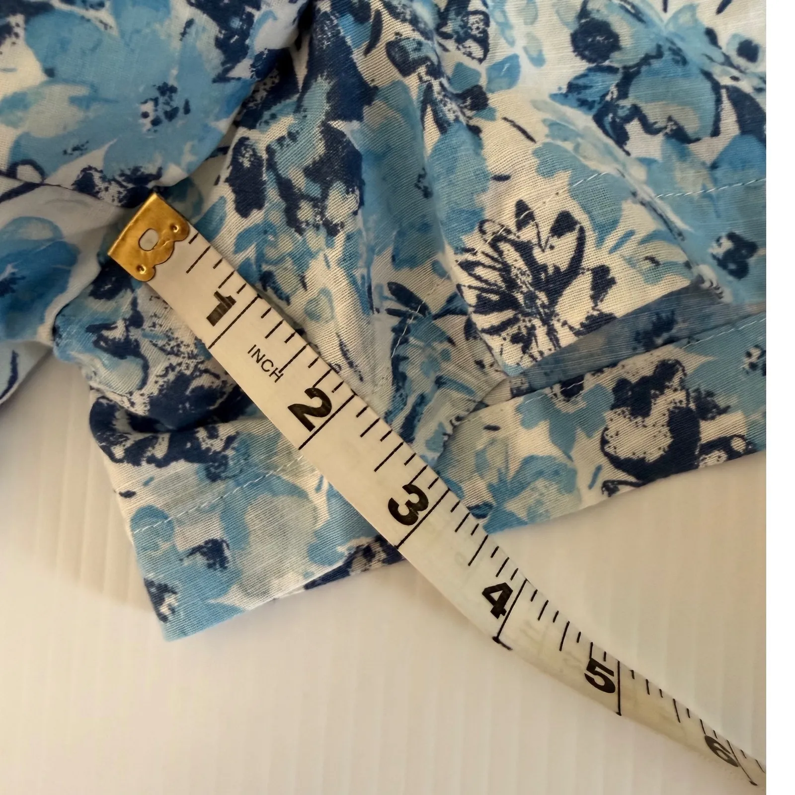 Abercrombie Fitch Floral Shorts Blue White Womens Size S Elastic Waist - Image 6