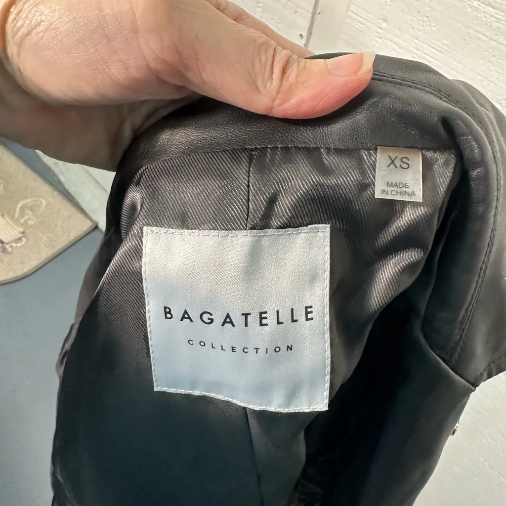 Bagatelle Women’s Gold Digger Jewel Embellished Faux Leather Jacket Size XS Bla… - Image 13