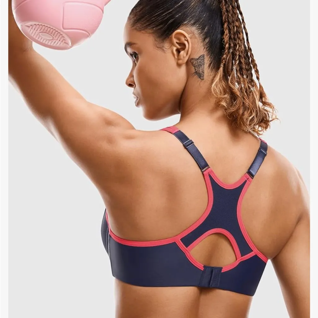 SYROKAN NWT Full Support Racerback Lightly Lined Underwire Sports Bra 34E Blue Size undefined - Image 4