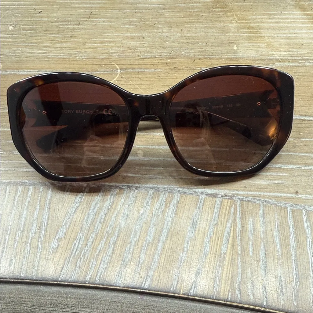Tory Burch  Brown Tortoise Sunglasses - Image 3