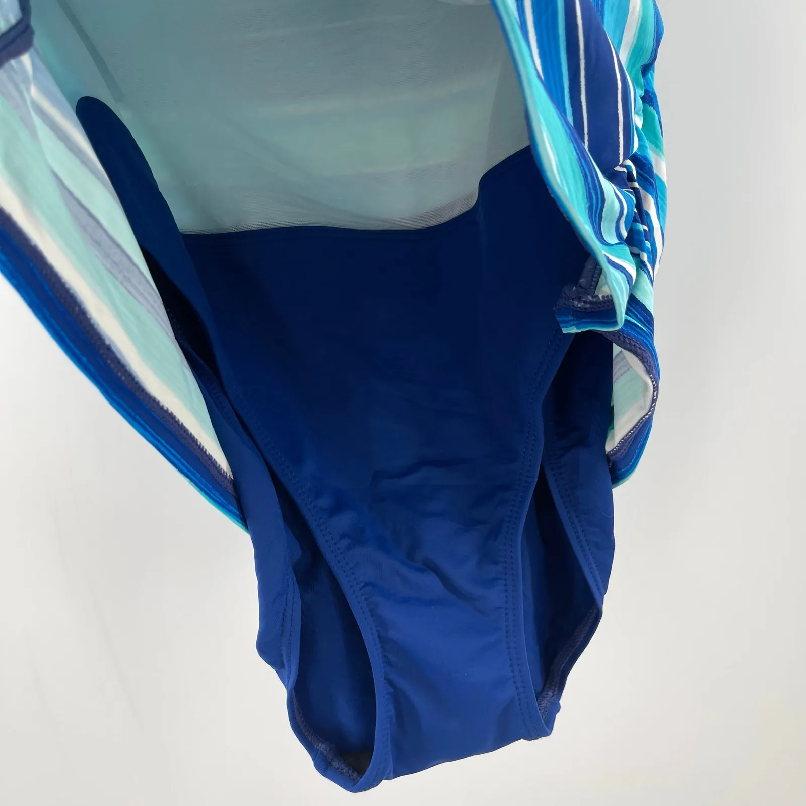 LAUREN RALPH LAUREN Swimsuit Size 6 NEW One Piece Blue Stripe Halter Straps NWOT - Image 13