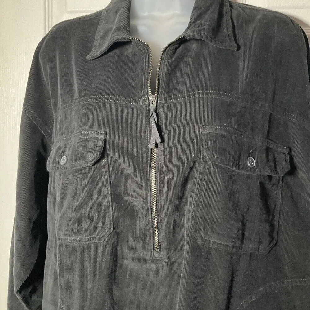 NWT Brown Corduroy Pullover 1/4 Zip Long Sleeve Top Shirt Casual XS - Image 3