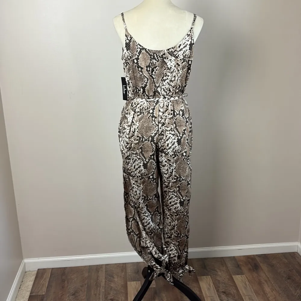 Lulus Jasper Beige Snake Print Surplice Jumpsuit Size M - Image 4