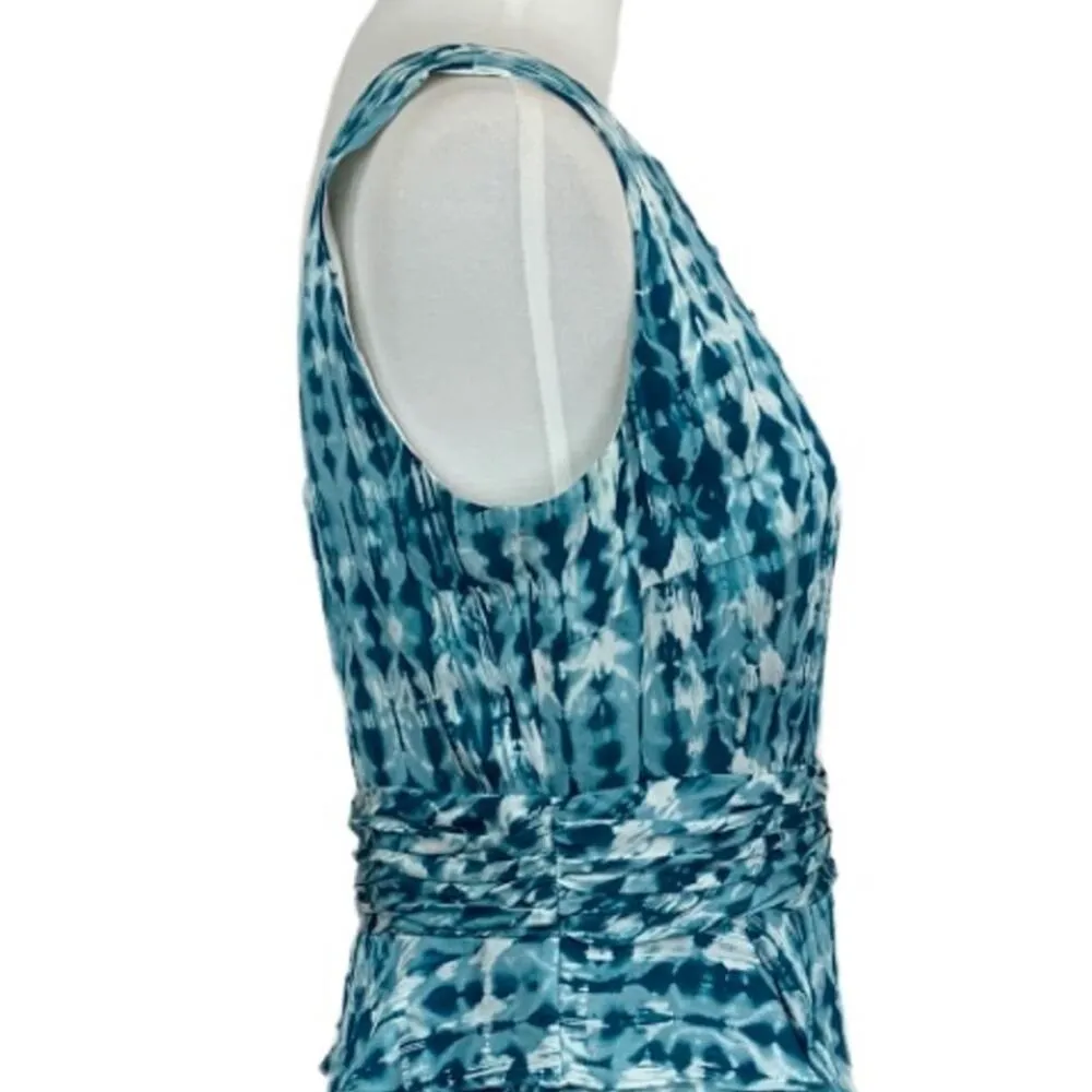 Antonio Melani Women's Dress Silk Peplum Sheath 100% Silk Teal White Size 10 - Image 7