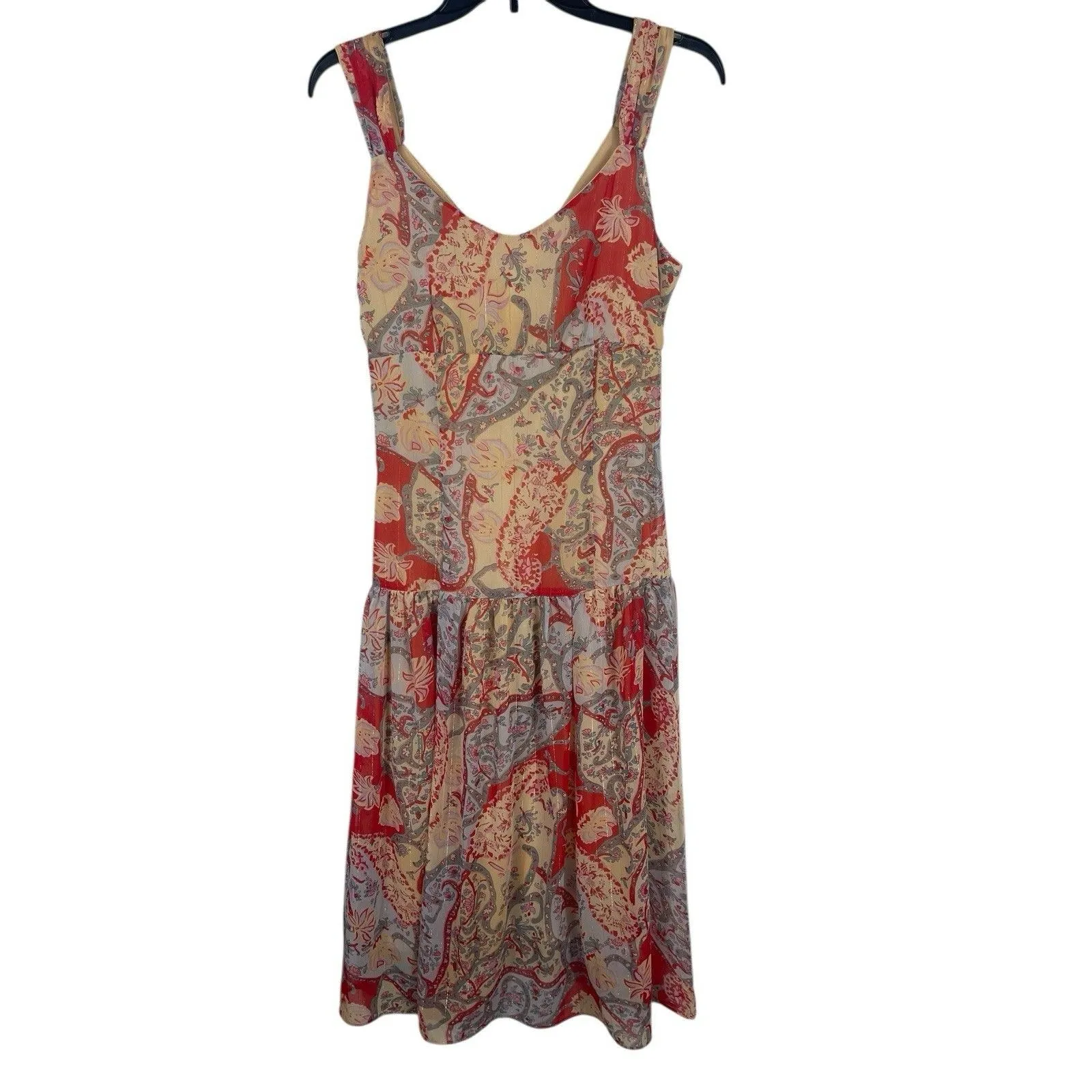 Y2K Boho Jonathan Martin Studio Paisley Embellished Festival Midi Dress 8 Sheer - Image 3