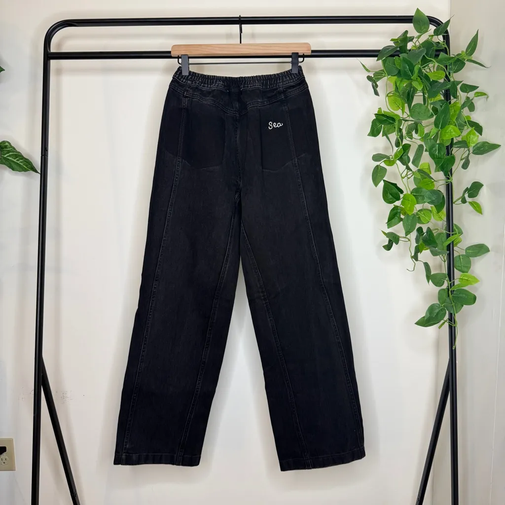 NWT Sea New York Bala Beaded Wide Leg Denim Jeans size 2 NEW Black - Image 4