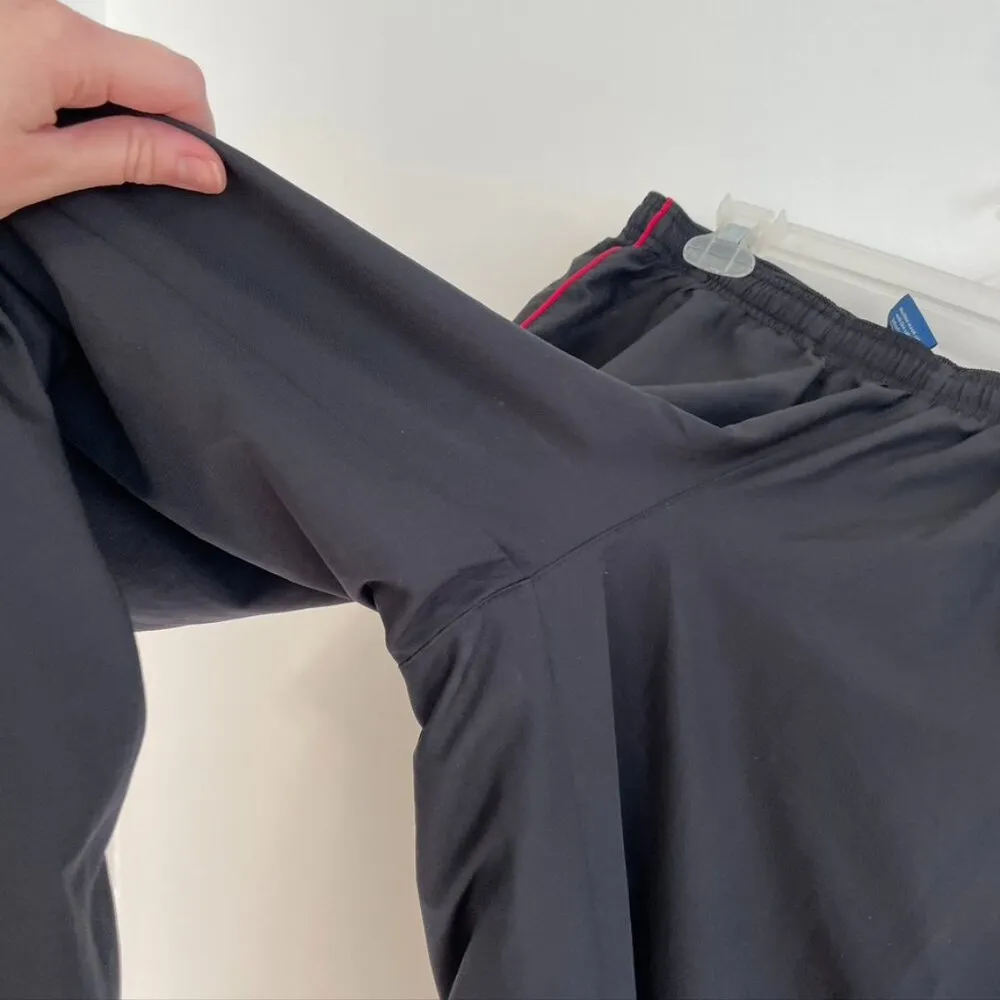 REEBOK Black Red Piping Stripe Pull On Drawstring Swishy Active Track Pants Y2K - Image 5