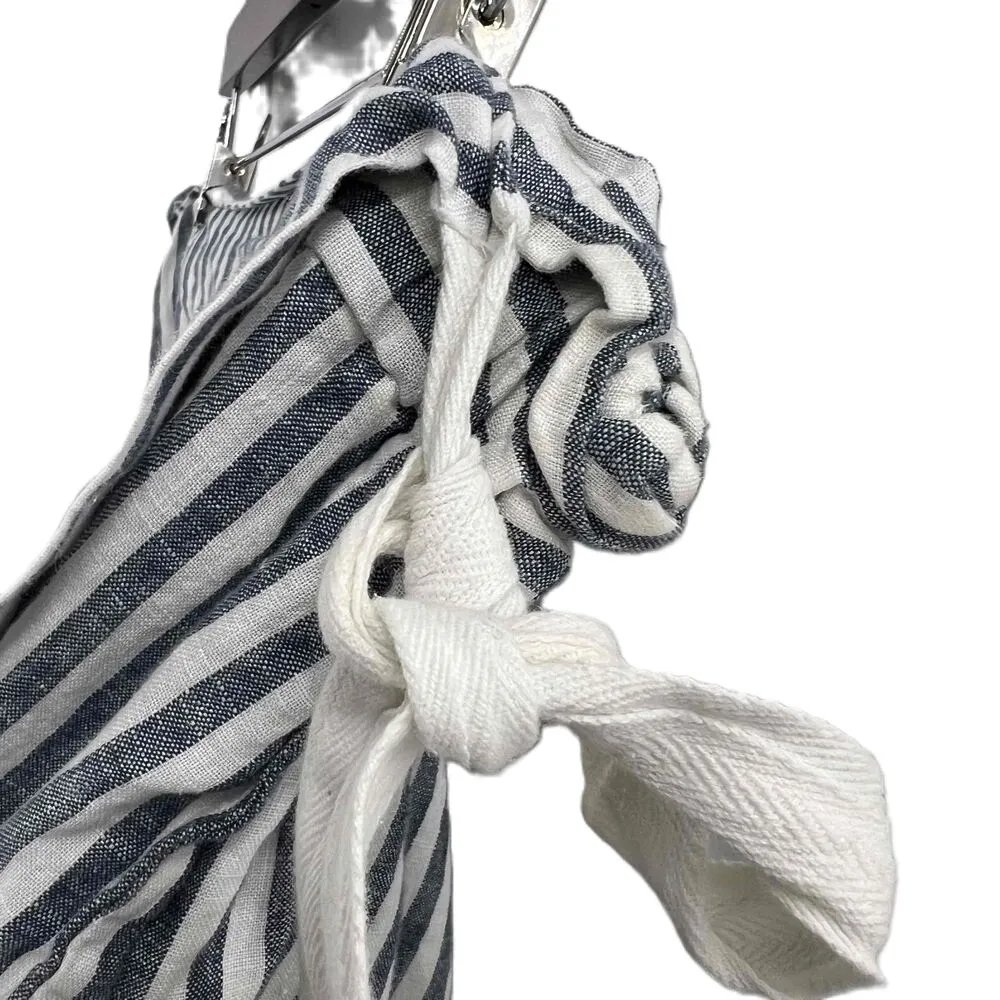 FIFTEEN-TWENTY Skort Shorts White Blue Striped Wrap Linen Woven Large - Image 3
