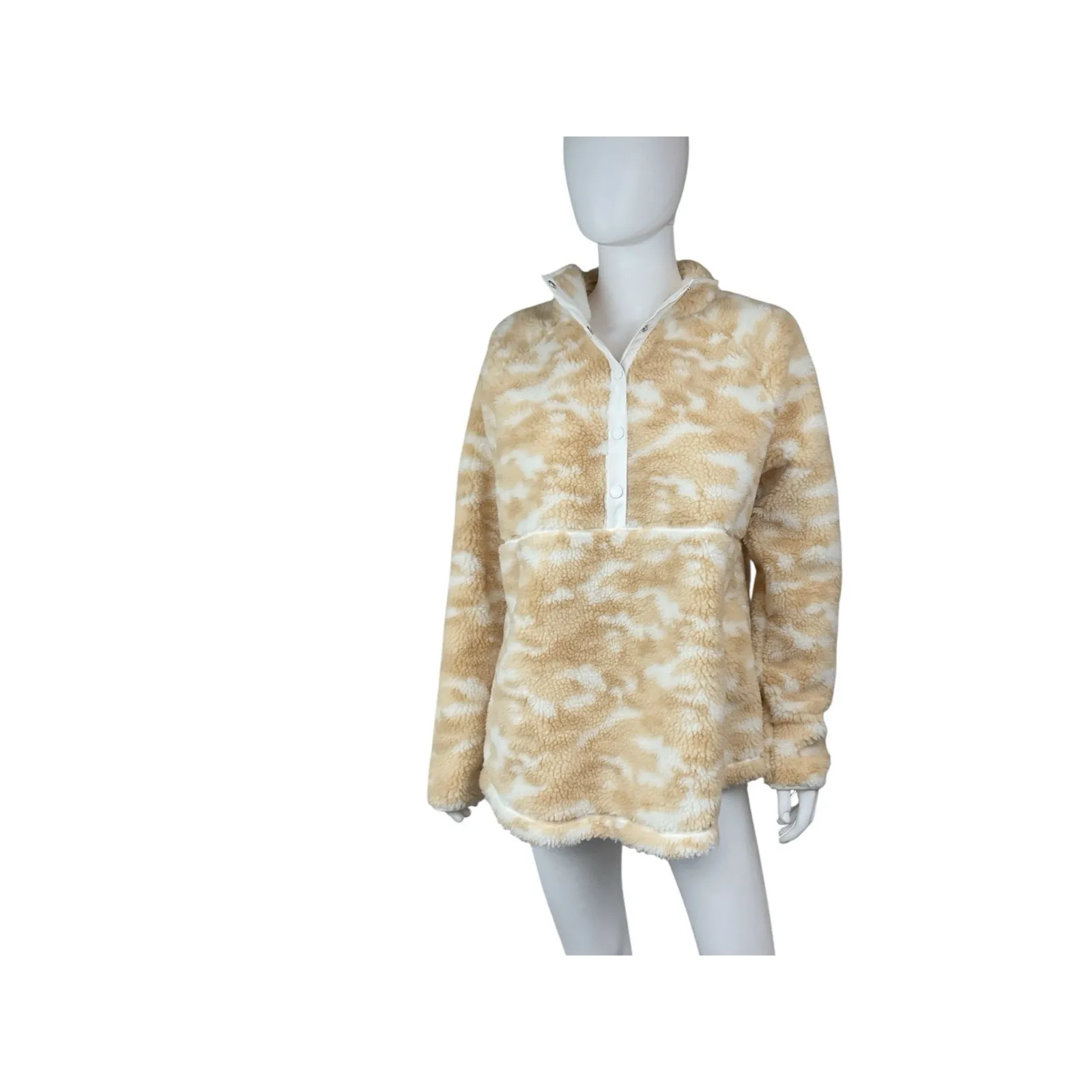 Vineyard Vines fleece Beige Camo Snap‎ 1/4 Sweater Popover Size L - Image 2