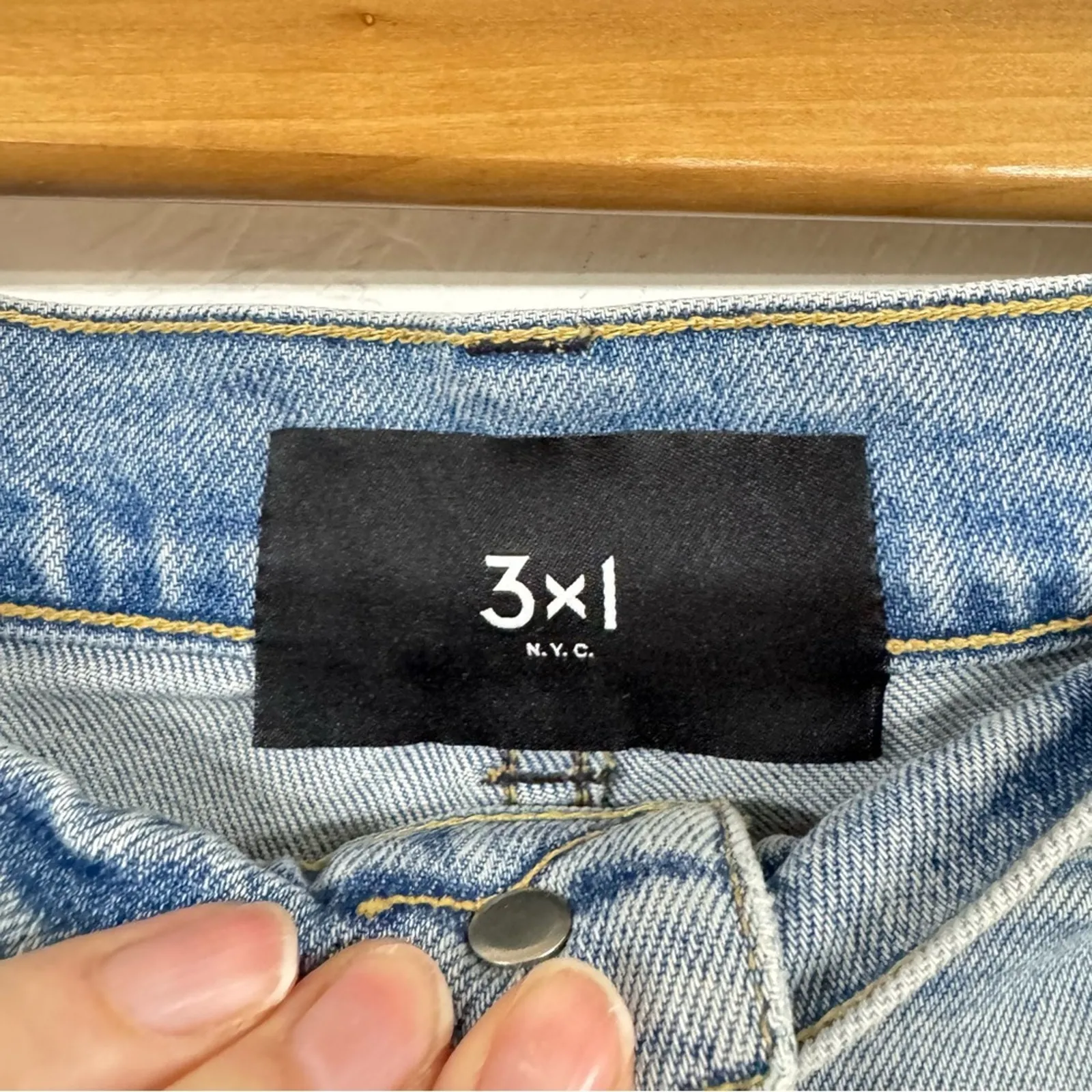 3X1 Light Wash Denim Button Front Midi Jean Skirt Womens 26 Coastal Cowgirl - Image 2