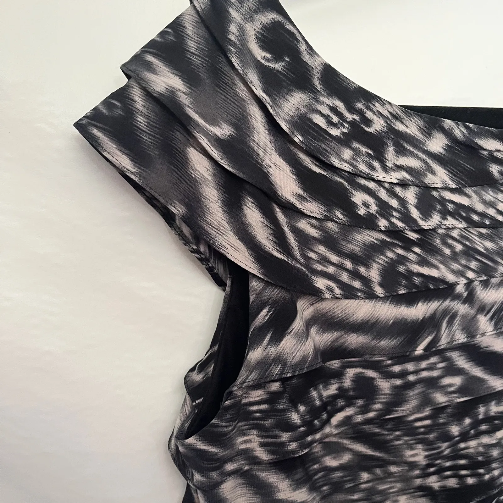 Adrianna Papell Ruffle Sheath Dress Sz 14 Tiered Abstract Glam Art Deco Cocktail - Image 7