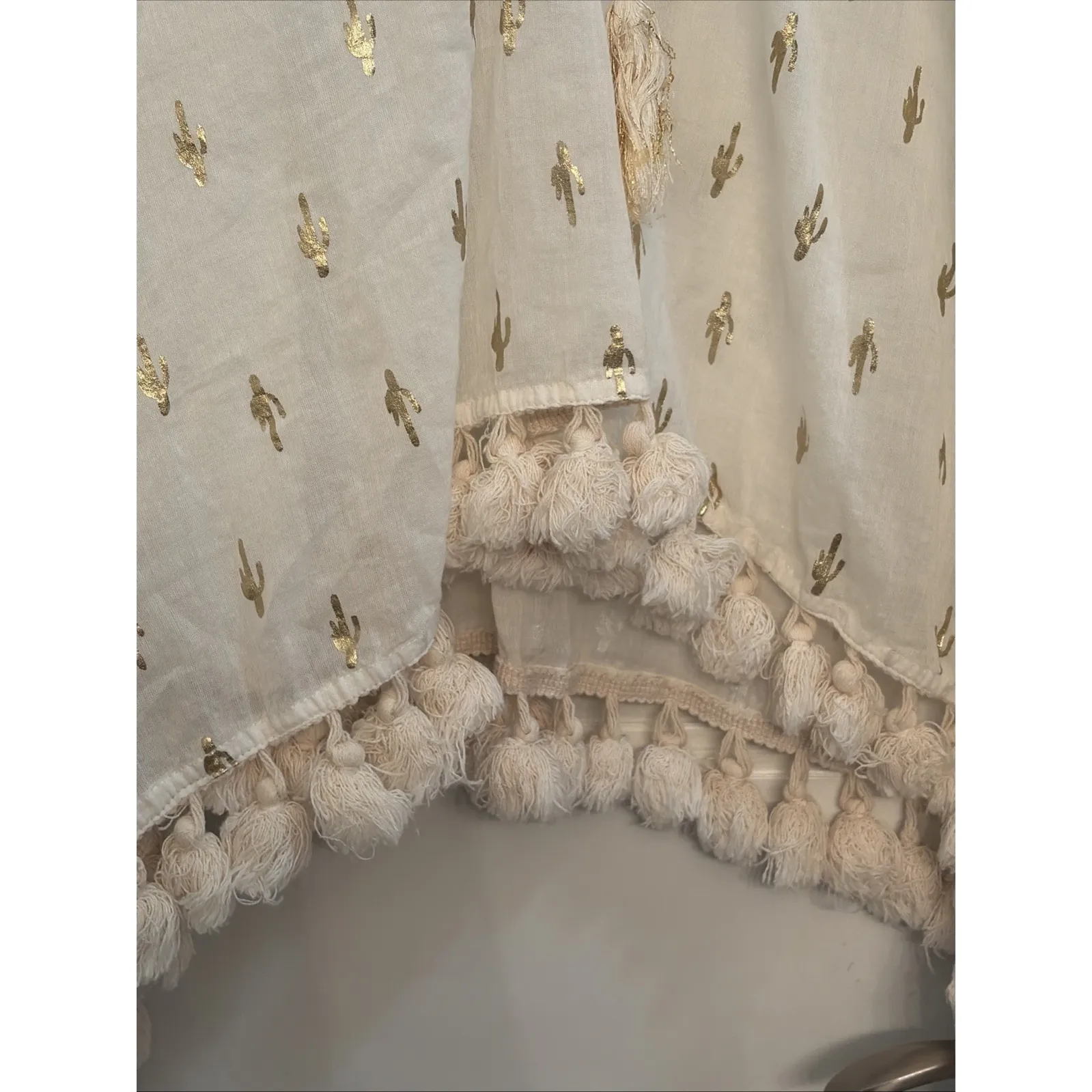 Z&L Swim Tassel Cactus Cream Swim‎ Suit Coverup V Neck Large - Image 10