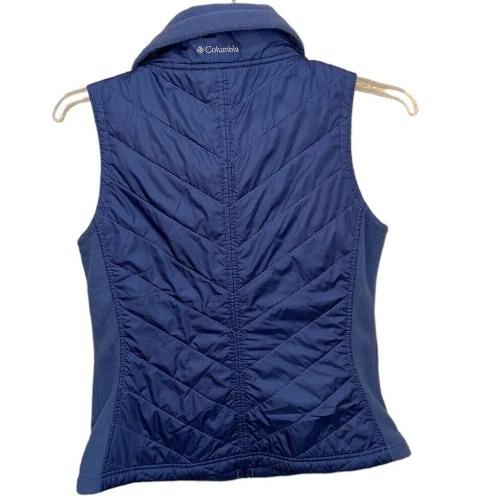 Women's Columbia Quilted Puffer Fleece‎ Full Zip Winter Vest Blue Size Medium - Image 2