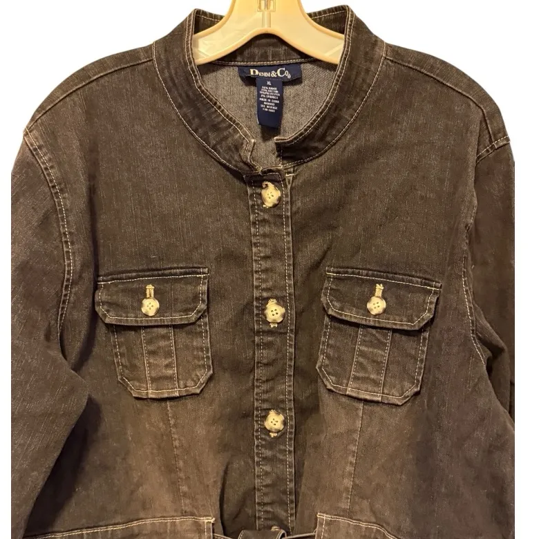 Denim & Co. Denim Belted Coat Size XL - Image 2