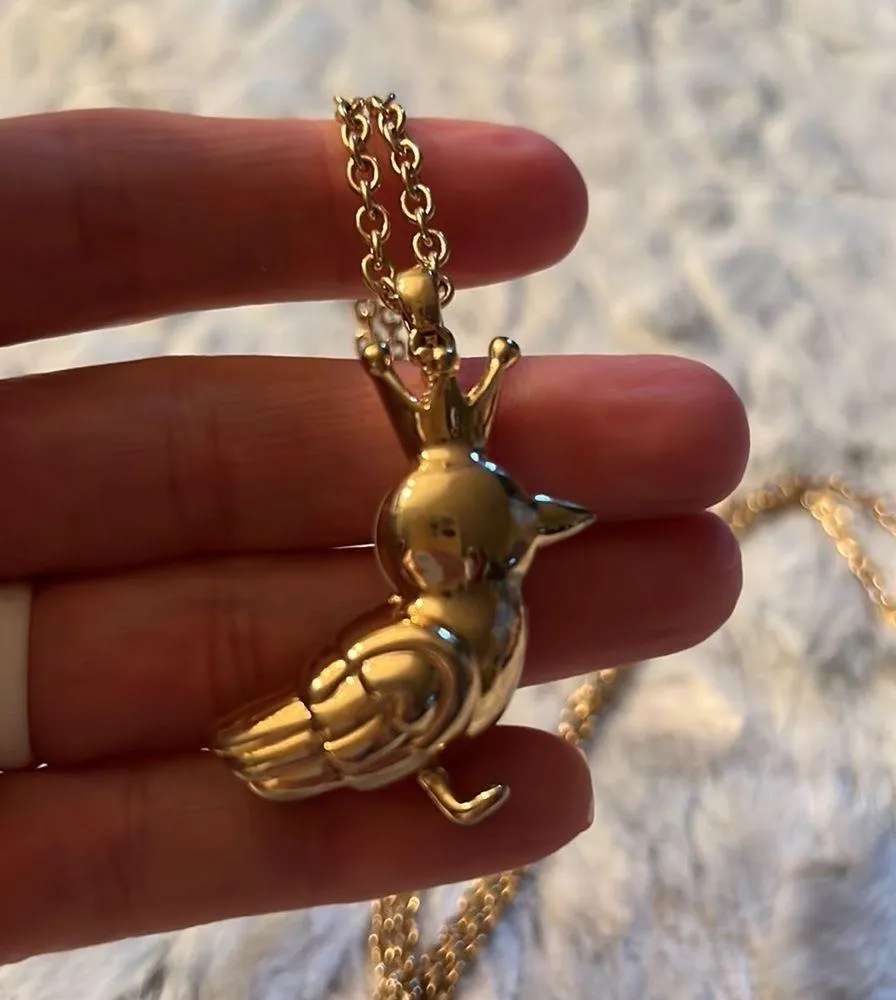 Liz Claiborne Beautiful Bird w/ Crown Necklace 18” Pearl Head & Gem Stone Body - Image 5