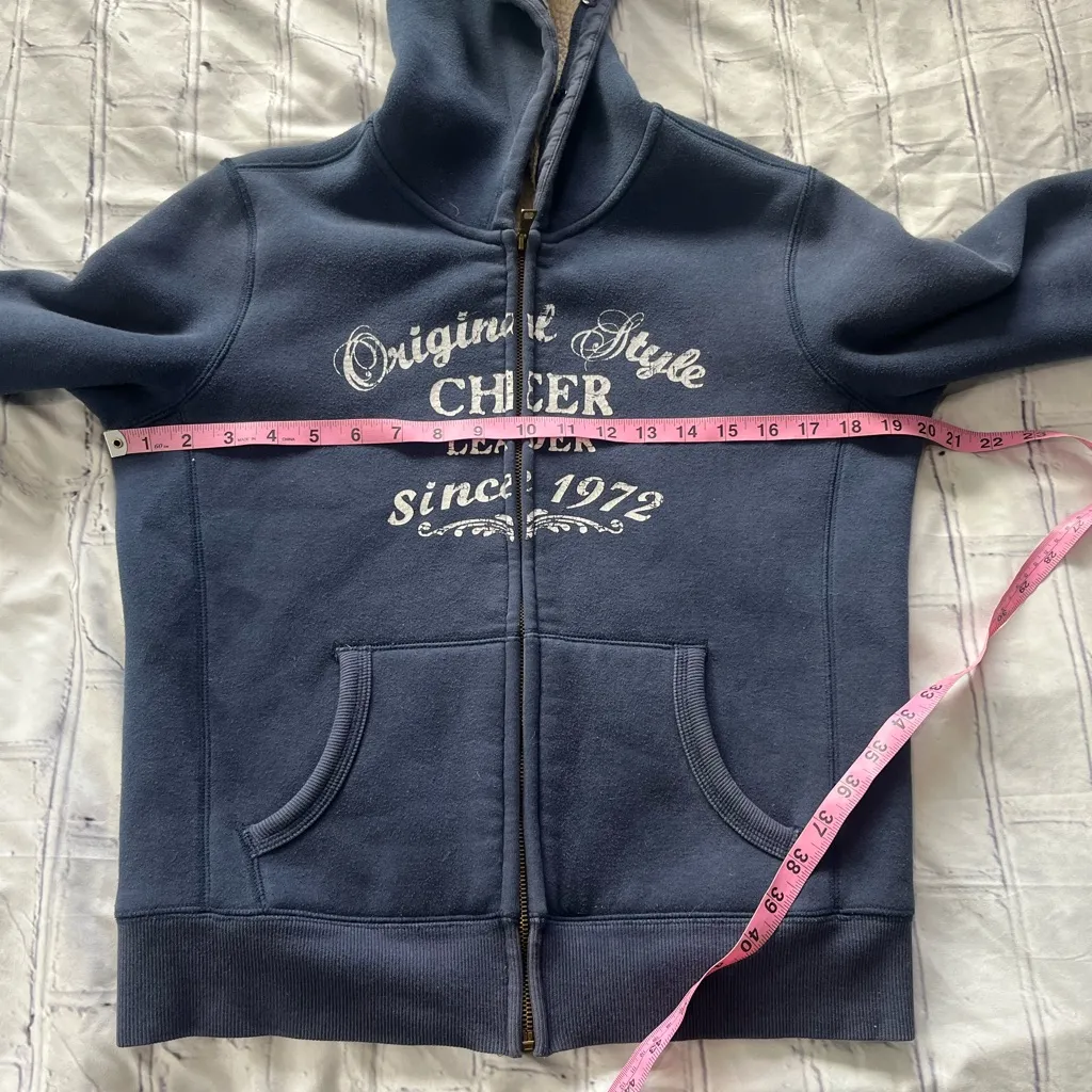 Jeanswest Cheer Leader Sherpa Full Zip Hoodie Women’s Medium Navy Blue Cozy Fit - Image 13