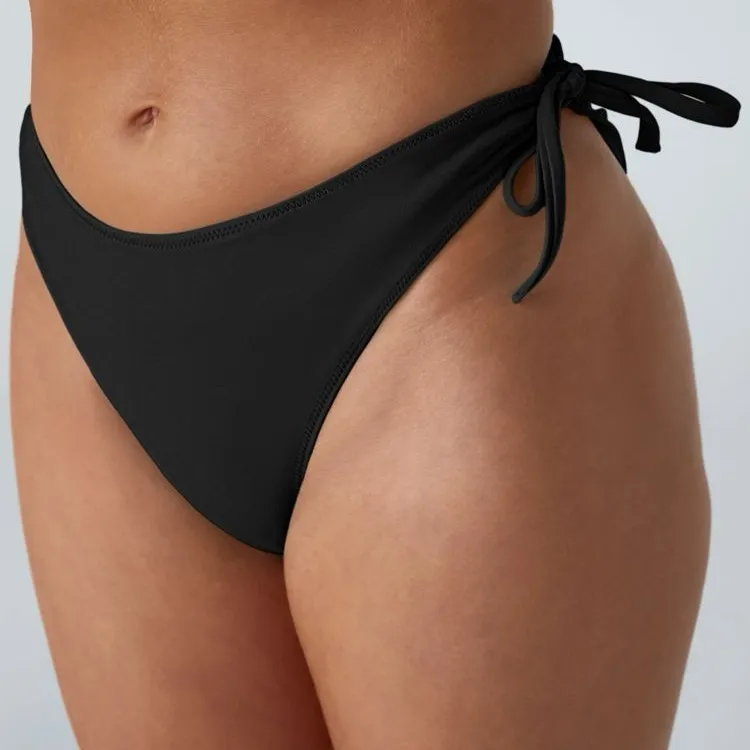 034HA.- Mid Rise Removable Tie Side Bikini Bottom Swimsuit. Size Small - Image 4