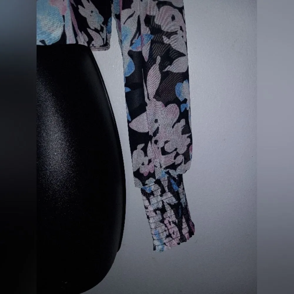 Barlll sheer black floral tie blouse - Image 3