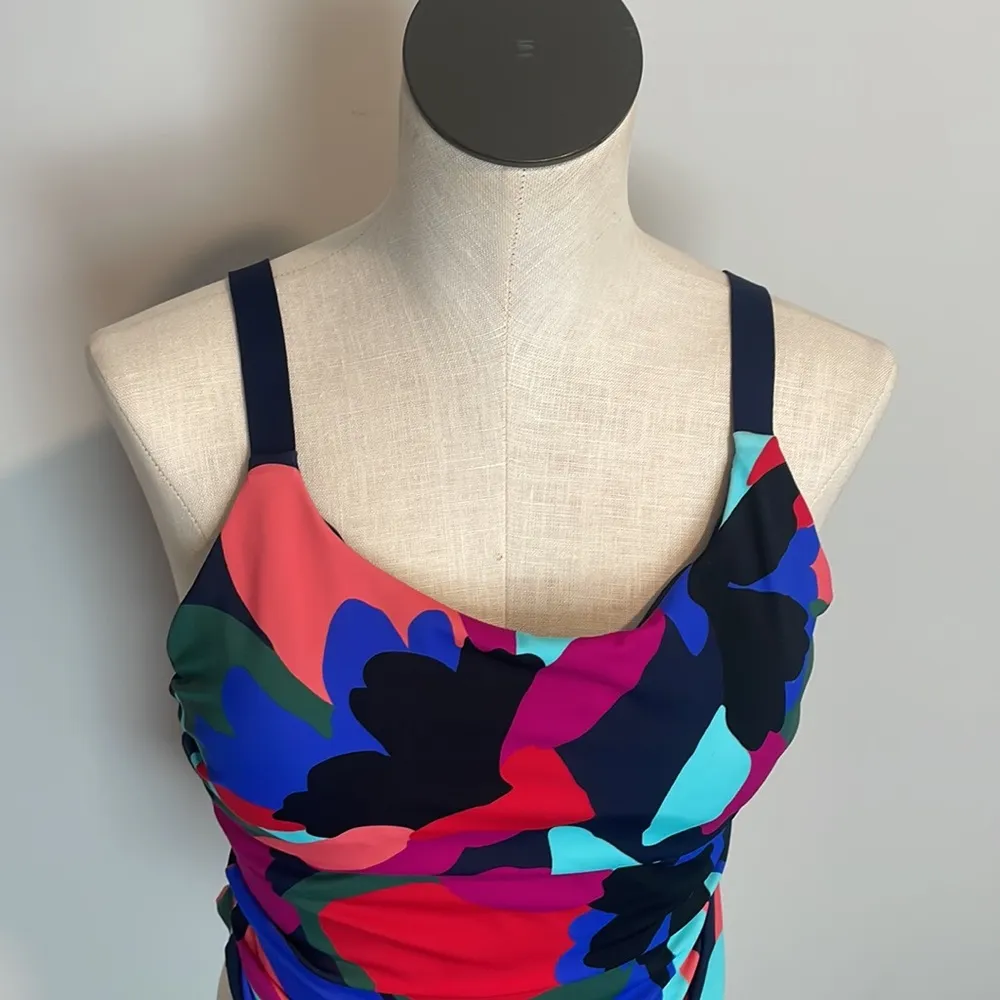 ATHLETA swimsuit Hermosa Printed colorful Swimsuit Navy Blue Green Coral New M - Image 5