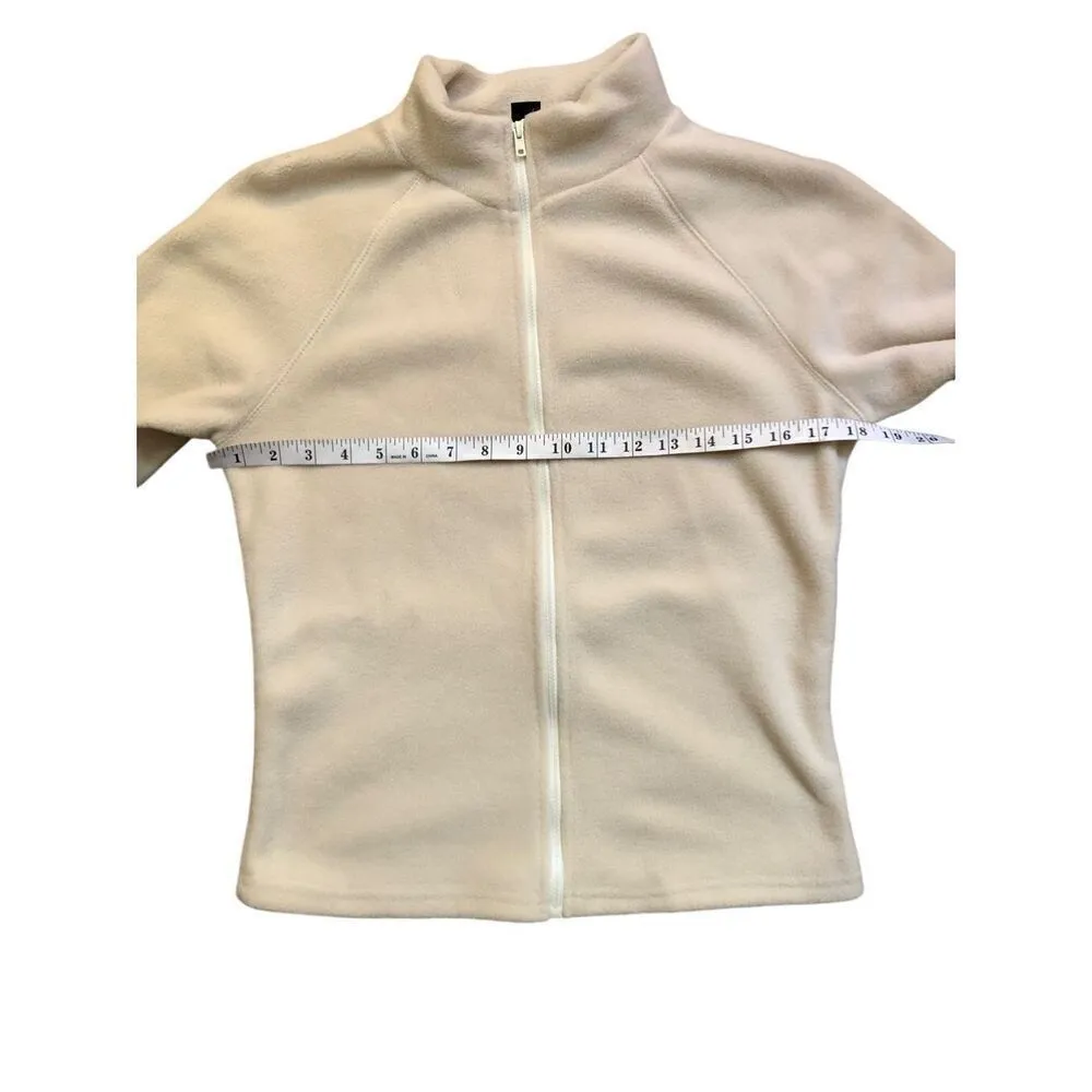 SHEIN EZwear Solid Cream Color Long Sleeve Stand Collar Full Zip Fleece Jacket S - Image 9