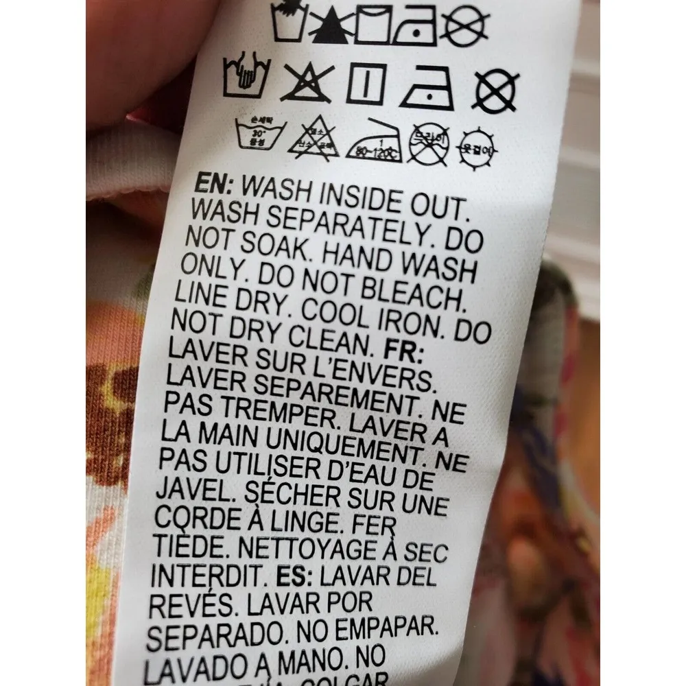 Billabong Ur A Dream Cream Pink Blue Floral Cotton High Waist Bike Shorts Medium - Image 10