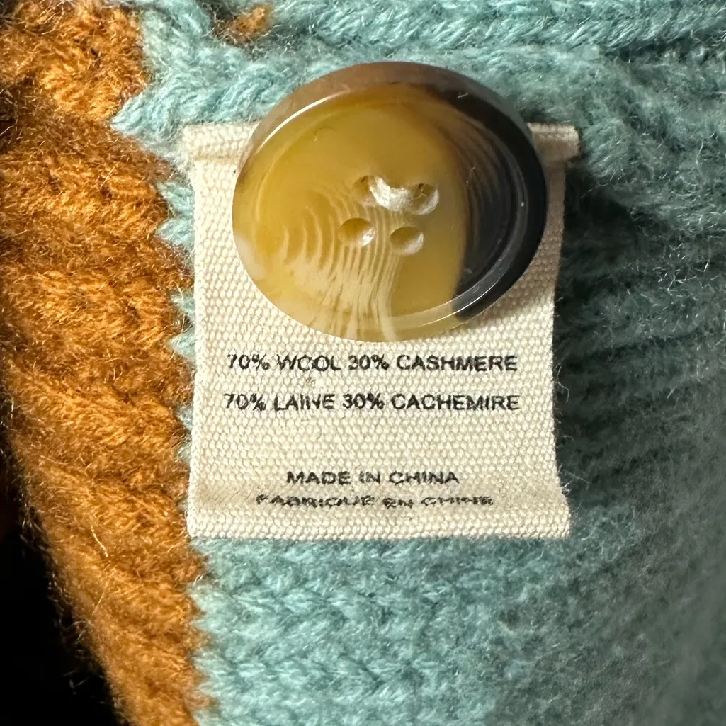 Ulla Johnson Teal Striped Tillie Ballon Sleeve Cardigan Sweater Size Small - Image 8