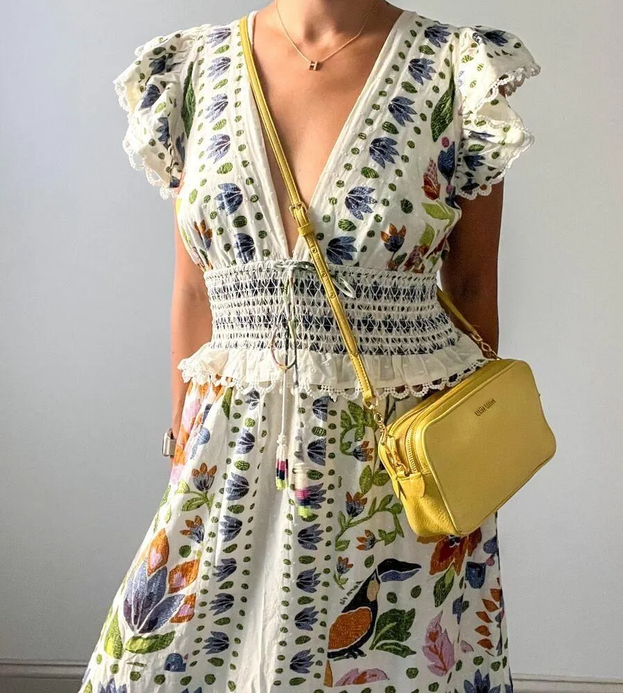 MIU MIU Yellow Leather Double Zip Crossbody / Shoulder Bag - Image 14