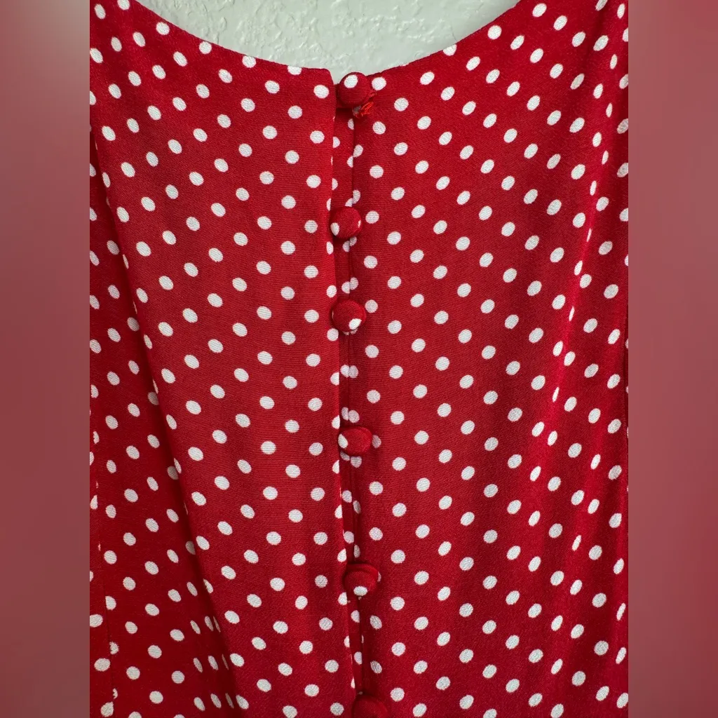 Privacy Please x Revolve Rosalee Midi Slip Dress Red White Polka Dot Small $168 - Image 10