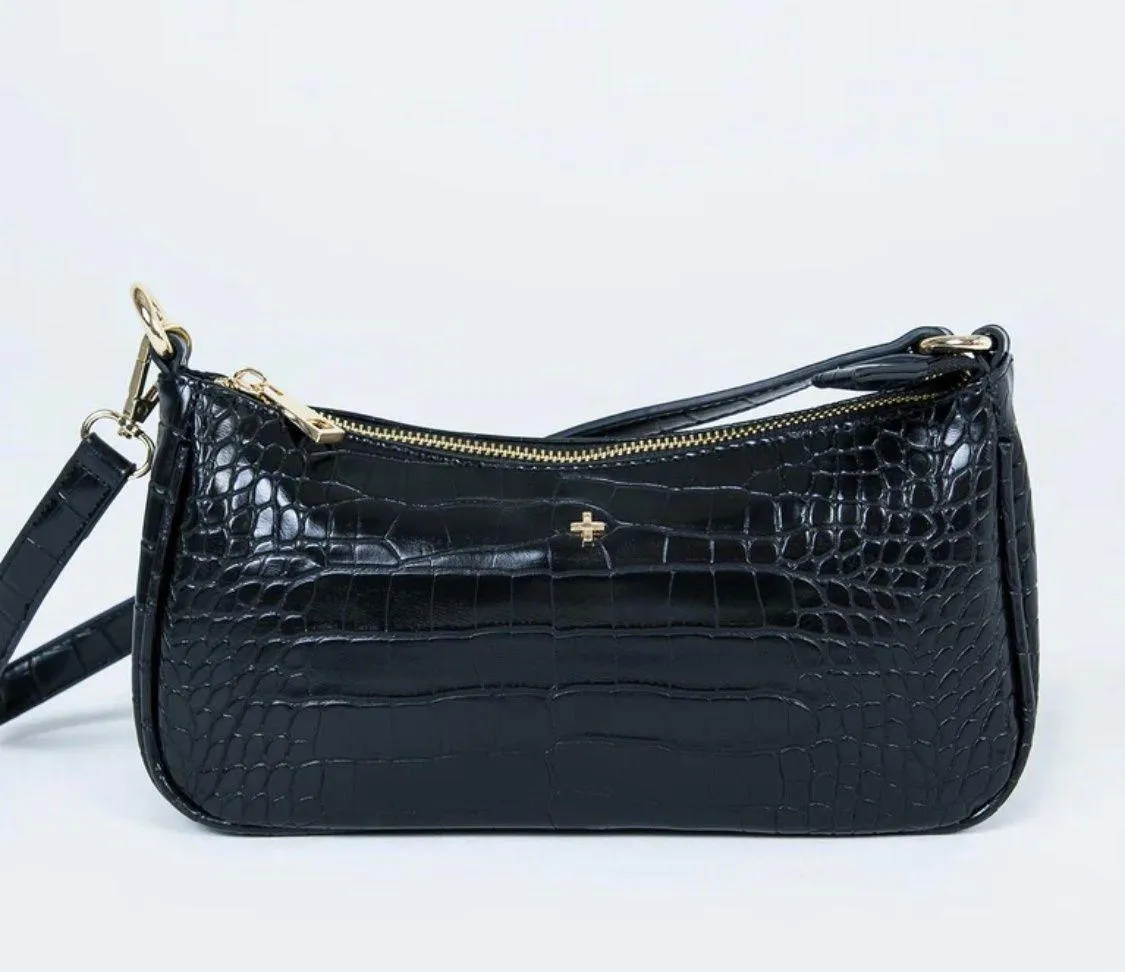 Princess Polly Piper Bag Black Croc - Image 4