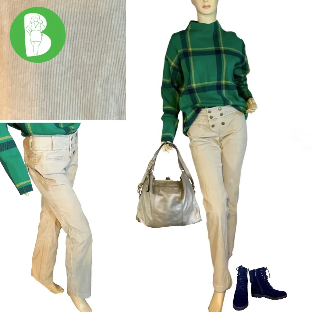 Y2K LONDON JEAN BEIGE "CHINO STRETCH THE KATE FIT" CORDUROY BOOT CUT PANTS (4) - Image 2