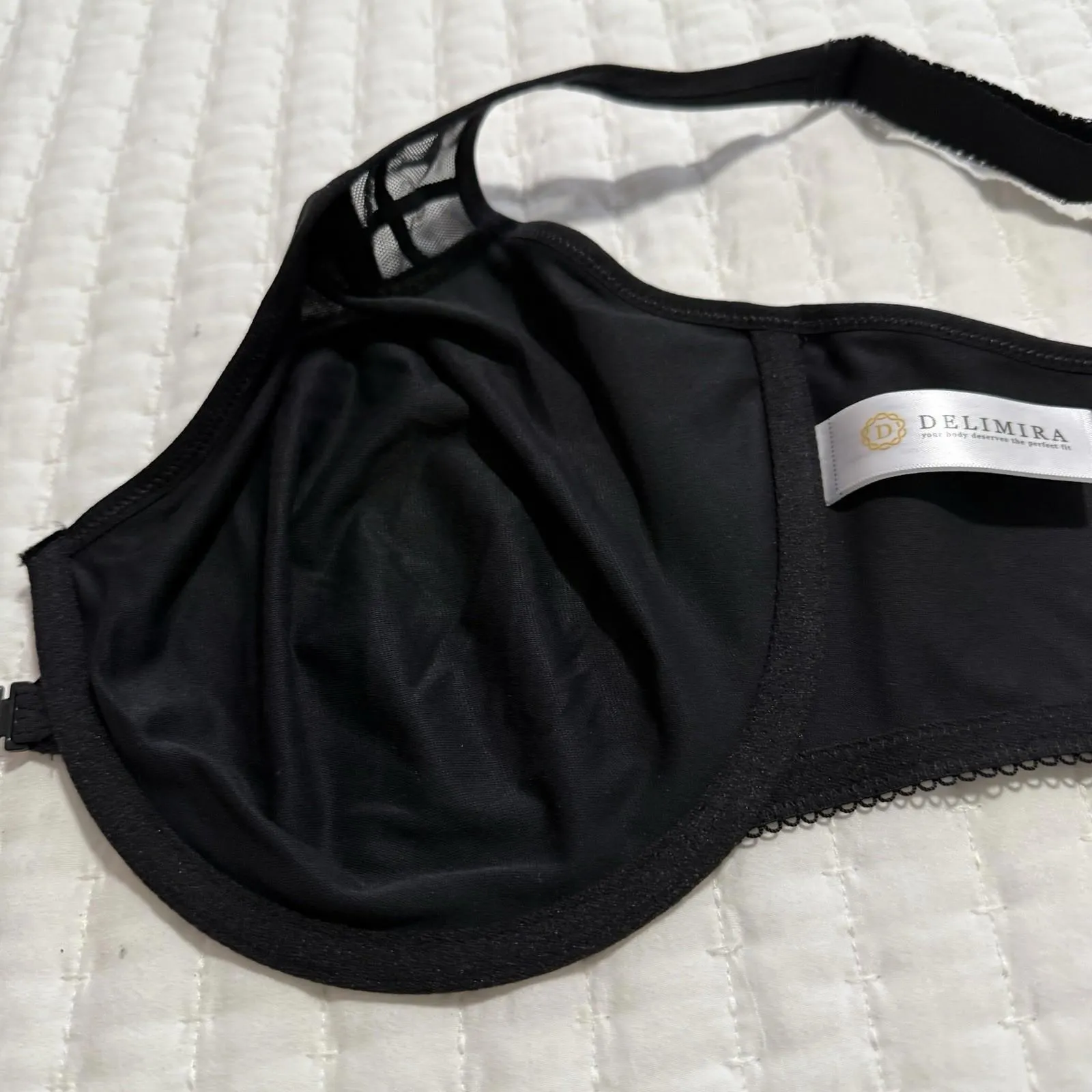 Delimira Front Close Unlined Bra 38E Underwire W6O1 Black Racerback NWT Size undefined - Image 9